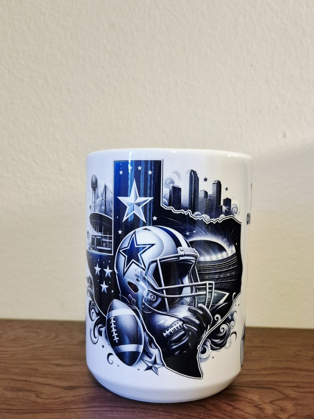 🏷3/$12 Blue & White Dallas Cowboys Football Helmet Ceramic 15oz Mug Team Star
